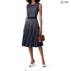 Tory Burch Navy and White Knit Dress